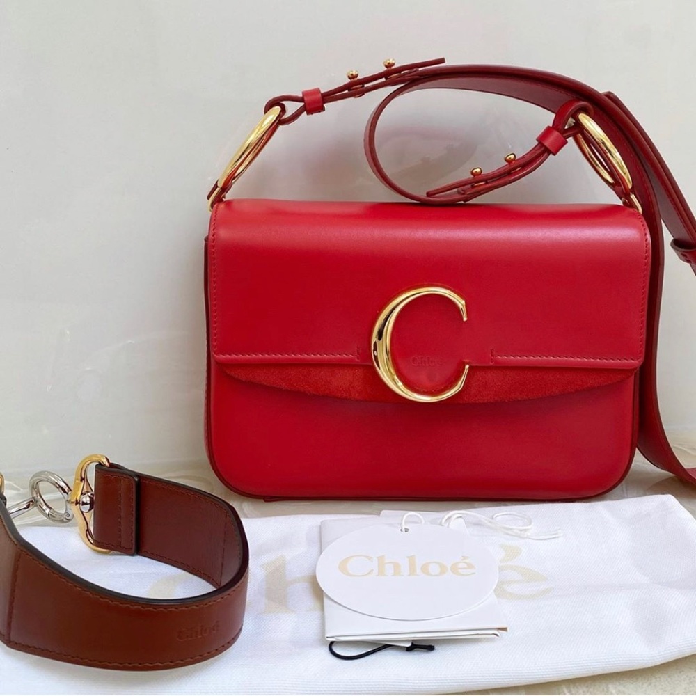 ✨ Chloe Small “C” shiny & seude Double Carry Bag!✨